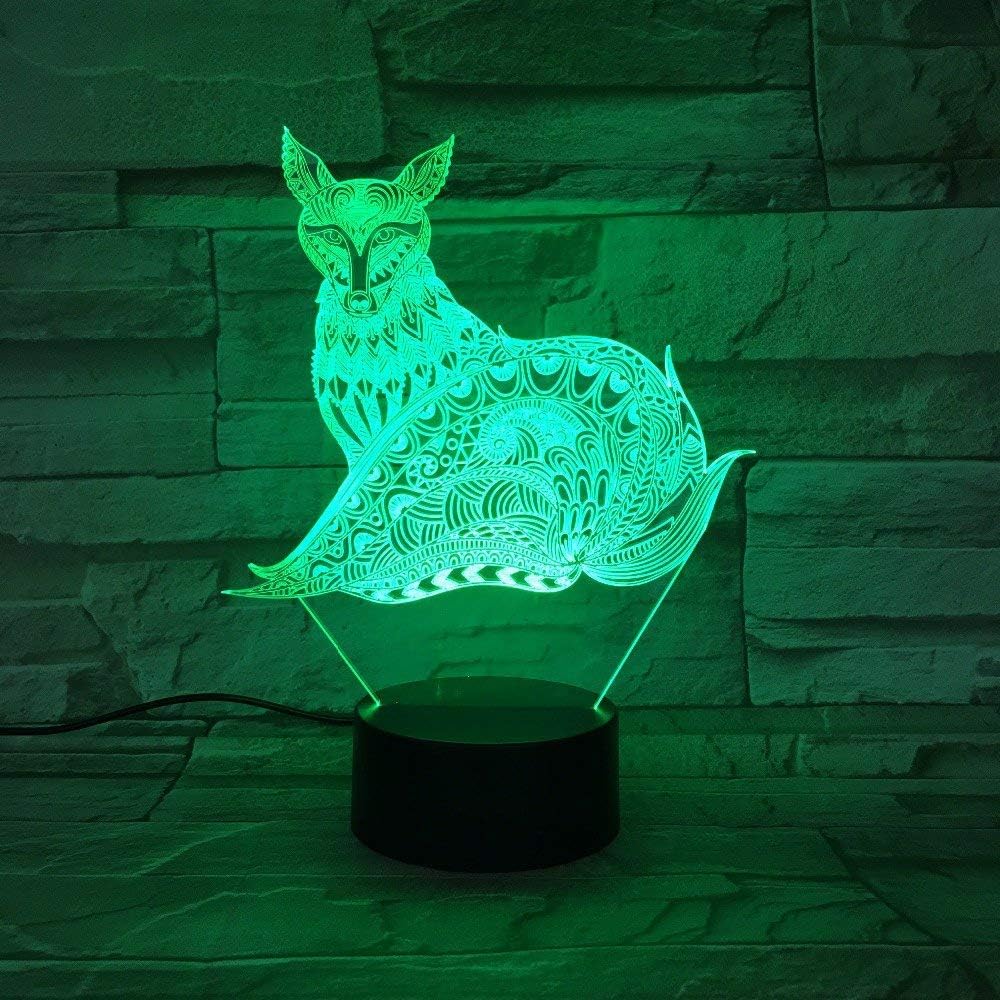 3D Night Light LED Animal Novelty Fox Shape Lamp Beside