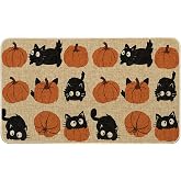 Artoid Mode Cute Pumpkin Balck Cat Fall Doormat 17x29 Inch | Autumn Home Decor Low-Profile Switch Rug Floor Mat for Indoor Outdoor