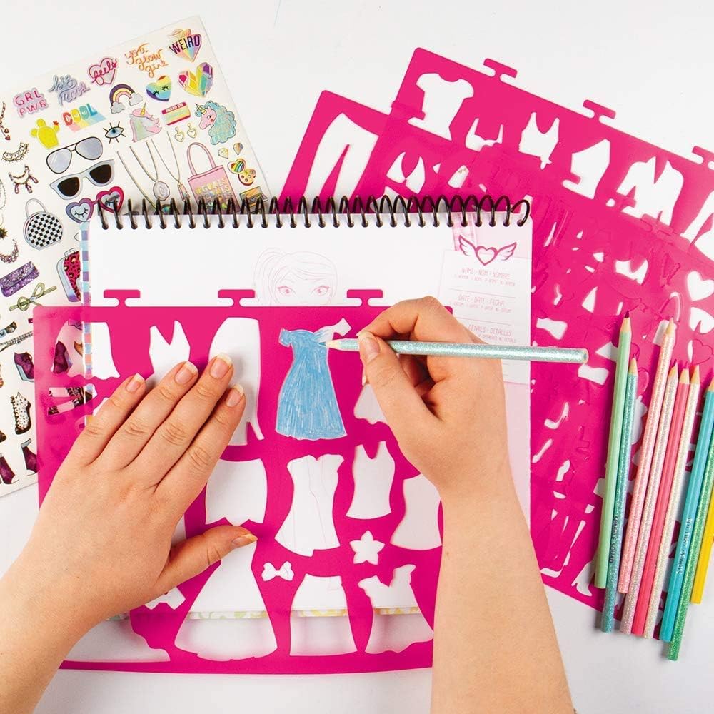 Fashion Angels Fashion Design Sketch Portfolio (11451) Full Size Sketch Book, Fashion Coloring for Kids,Brown/A: Toys & Games