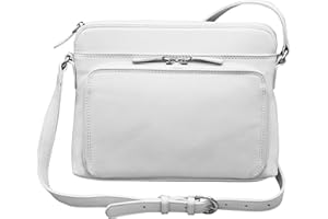 ili New York - Leather Shoulder Handbag w/Side Organizer - Soft, Smooth Leather Handbag w/RFID Blocking Lining
