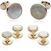 Cuff-Daddy Mother of Pearl Gold Cufflinks and Studs with Presentation Box