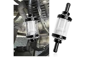 Sun Walker Motorcycle Fuel Filter, 5/16 Inch Inlet/Outlet Washable Gas Filters Replacement, Transparent Tempered Glass Inline