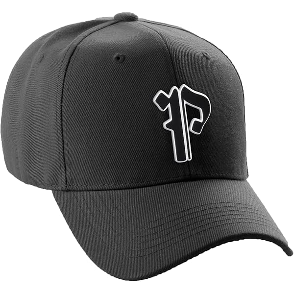 Classic Baseball Hat Custom A to Z Initial Team Letter, Black Cap