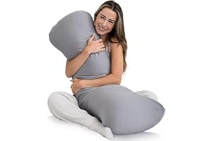 SleepCloud Weighted Body Pillow 8lbs - Weighted Pillow for Deeper Sleep (48" x 14") - Cooling Body Pillows for Adults, Full Body Pillow for Sleeping, Side Sleeper Body Pillows with Cover (X-Large)