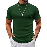COOFANDY Mens Mock Turtleneck Sweater Short Sleeve Slim Fit Turtle Neck Sweaters Casual Basic Tee Ribbed Knit Pullover Tops