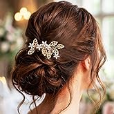Bessney Gold Bridal Hair Comb Crystal Flower Hair Pieces Rhinestone Wedding Hair Accessories for Women