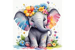 Zythron Diamond Art Painting Kits for Adults - Elephant Diamond Art Kits for Beginners, 5D Diamonds Gem Art Painting Kits DIY Crafts Kits for Home Wall Decor 14x14inch