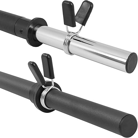 GORILLA SPORTS® Langhantel-Stange Aerobic 130 cm Chrom/Kunststoff - Hantelstange mit Federverschluss 30/31 mm