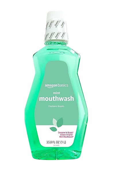 AMAZON BASICS FRESH BREATH MOUTHWASH, MINT, 33.8 FL OZ, (PREVIOUSLY SOLIMO)