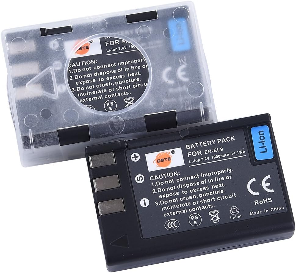 DSTE® 2x EN-EL9 Rechargeable Li-ion Battery for Nikon D40 D40x D60 D3000 D5000 Digital Camera as Nikon ENEL9 EN-EL9A