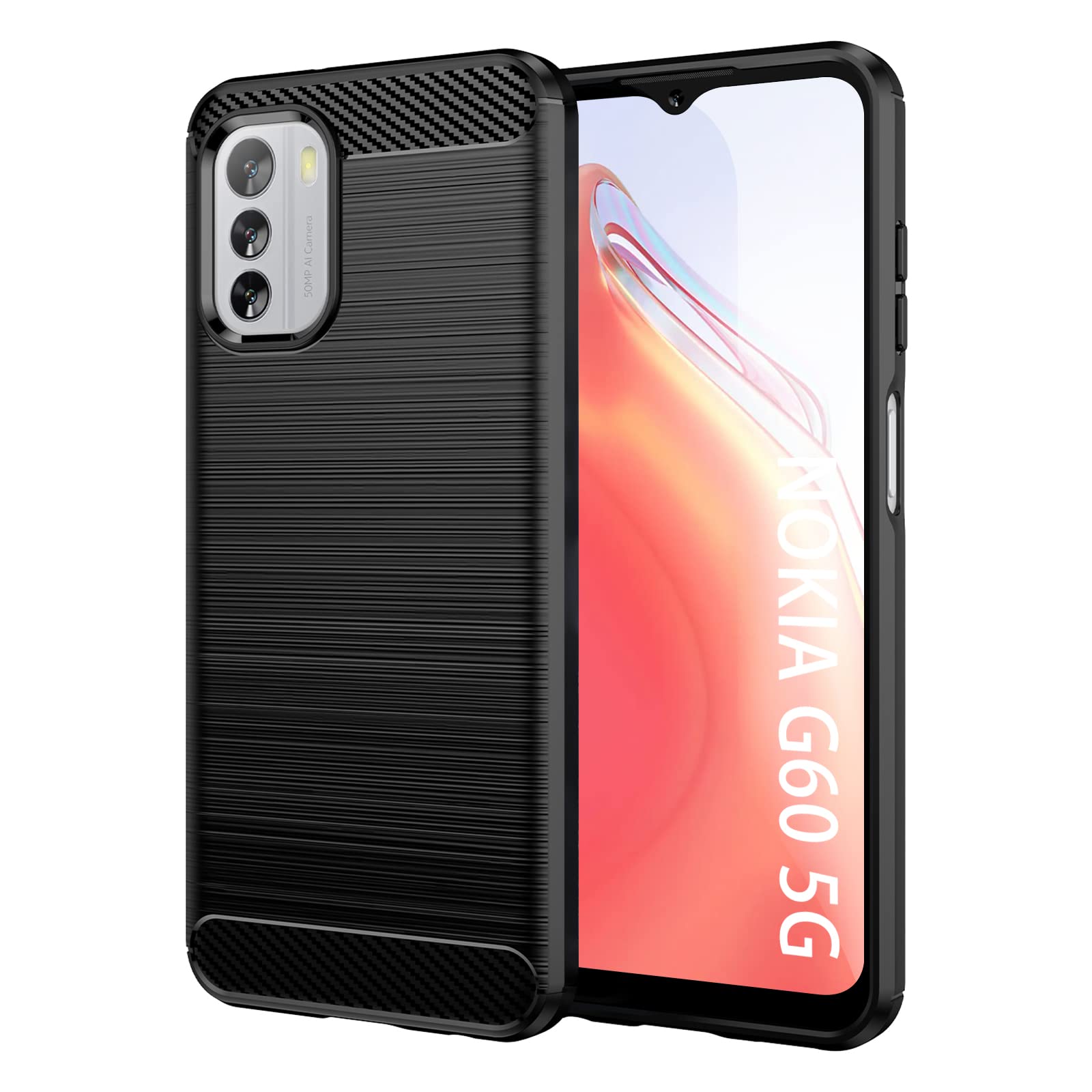 SCL Case for Nokia G60 5G Case Nokia G60 5G Case [Black], Carbon Fibre Effect Gel Grip Protection Cover [Anti Scratch][Anti Collision] Case Compatible with Nokia G60 5G