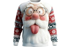 Ugly Christmas Sweater Men Funny Santa Claus Xmas Sweatshirts Unisex 3D Graphic Holiday Party Knitted Pullover Jumper