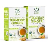 OS ORGANIC SIDE | 2-pack Organic Turmeric, Ginger, And Green Tea | 40 Tea Bags | Usda Certified Organic, Caffeine-free Herbal Blend For Wellness