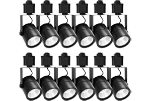 INTWELL 10W H Track Lighting Heads,Dimmable LED Track Light Heads for Accent Retail Artwork,4000K Netural White, Linear Track Light H Type - 120V 60°Angle Halo Type 12Pack (Black)