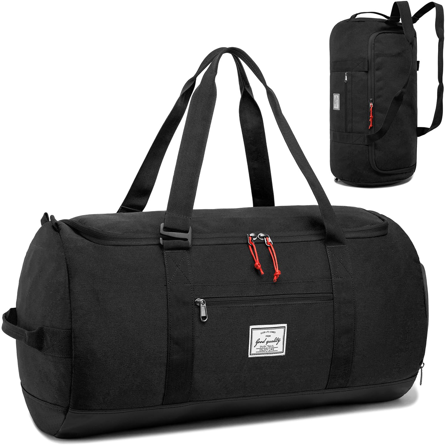 Lyweem Sports Gym Bag Men - 60L Large Travel Duffle Bag with Shoe Compartment, Weekend Holdall Bags, Overnight Duffel Bag Backpack, Black
