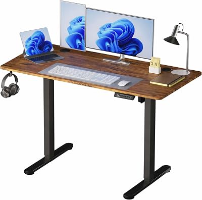 Secretária ajustável em altura, elétrica com ecrã LED, 120x160x60, Metal, estilo industrial, castanho/preto