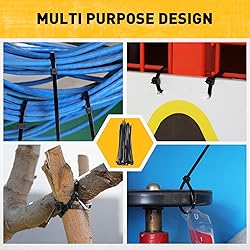 6 Piece Carabiner Bungee Cords with Hooks, 12 Inch