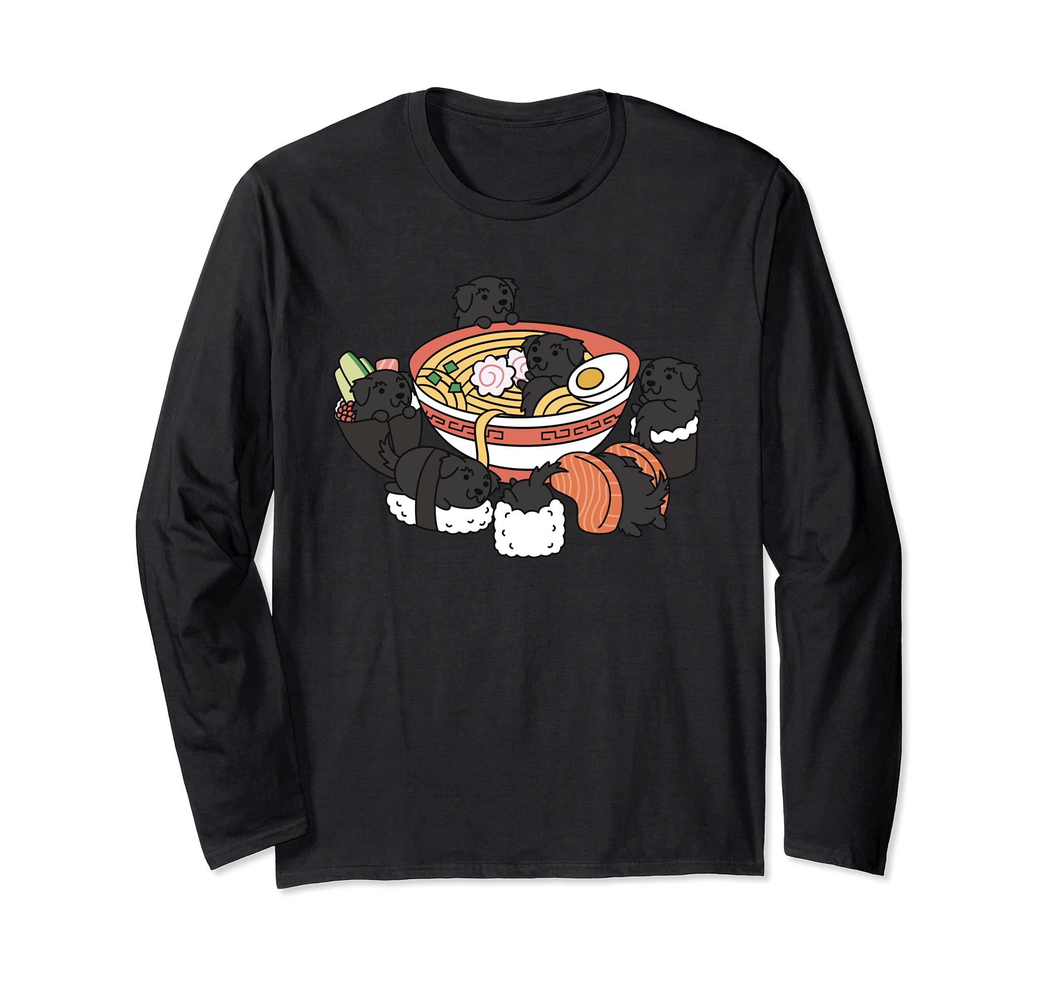 Ramen Sushi Newfoundland Dog Long Sleeve T-Shirt