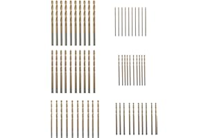 CHENJIN 60PCS Mini Titanium Drill Bit Set (3/64-1/8in) Kit for Manual Tools and Rotary Tools Fully Ground Drill Bits for Wood Metal Plastic Aluminum Alloy Steel