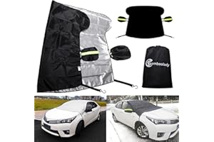Bamboolady Windshield Covers for Snow and Ice,Two Sided Functional,Windshield Protector for Cars, SUVs, Trucks,Secure Fit Waterproof Frost Cover,Waterproof All Weather