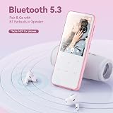 AGPTEK Pink MP3 Player with Bluetooth 5.3 64GB Expandable 128GB 2.4in Speaker FM view 2