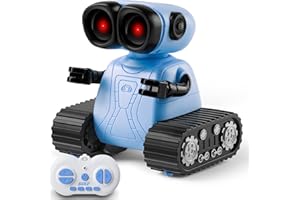 SGILE Remote Control Robot Toys with Music and LED Eyes, Auto-Demonstration, RC Rechargeable Emo Robots for Kids Age 3 4 5 6 7 Year Old Girls and Boys Gift Blue