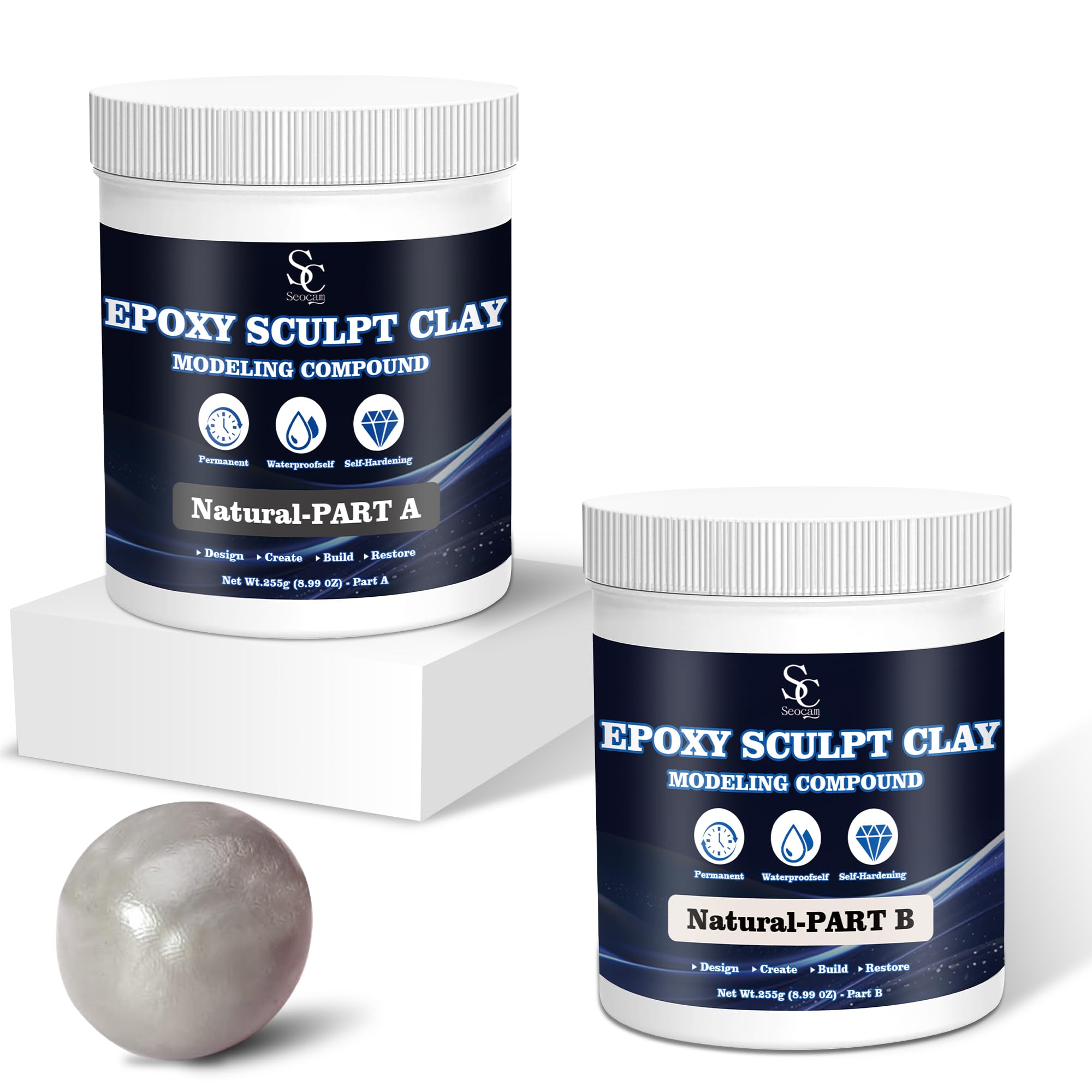 Epoxy Putty Sculpt Clay, 2 Part A & B for Sculpting, Modeling, Building, and Repairing, 1 Pound, Natural