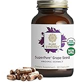 Pure Synergy SuperPure Grape Seed Extract | Organic Grape Seed Polyphenols Supplement with Whole Fruit | for Heart Health, Skin, and Healthy Aging Support (60 Capsules)