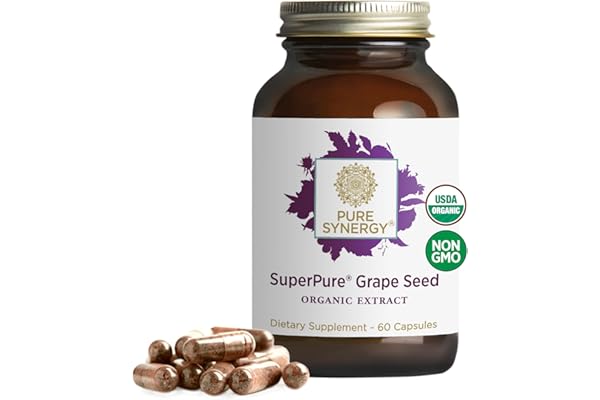 Pure Synergy SuperPure Grape Seed Extract | Organic Grape Seed Extract Capsules | Grape Seed Polyphenols Supplement with Whol