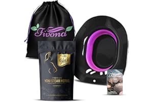 Fivona 3-in-1 Yoni Steam Kit Black - Foldable Over The Toilet Steamer Seat with Herbal Blend and Storage Bag - Feminine Care 