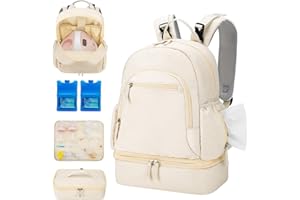 GDNasist Breast Pump Backpack Fit for Spectra S1 and S2 with Removable Cooler Compartment, Pumping Bag for Pump Accessories, Breast Pump Bag for Work, Travel and Family Use Beige
