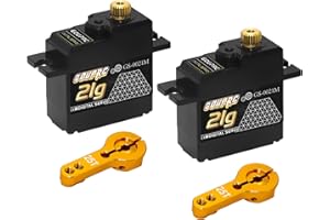 GOUP RC GOUPRC 21G Micro Mini Digital Servo of Metal Gears with 25T Servo Horn for 1/14 1/16 RC Crawler Car Upgrade Servo Parts Model Boat Airplane Robot (2PCS)