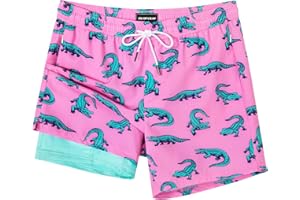 SURF CUZ Mens Swim Trunks 5" Swimming Trunks with Compression Liner Quick Dry Swim Shorts Bathing Suit with Zipper Pockets