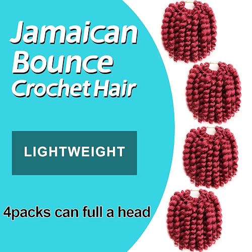 8 Inch Jamaican Bounce Crochet Hair 4 Packs 22 Strands Jumpy Wand