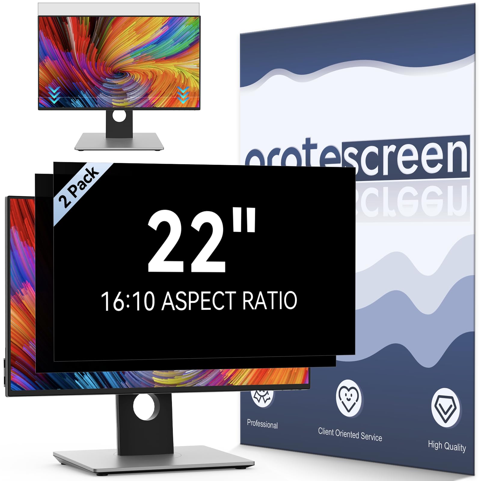 Photo 1 of [2-Pack] 22 Inch Computer Privacy Screen Filter for 16:10 Widescreen Monitor, Removable Eye Protection Anti Glare Blue Light Filter Privacy Shield, Anti Scratch Anti Spy Screen Protector Film 22 In