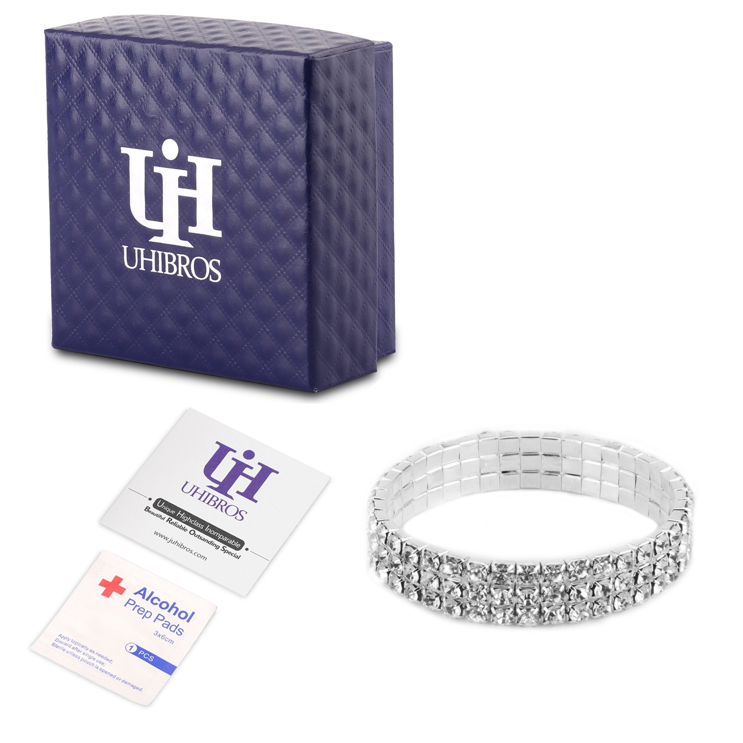 UHIBROS Bracelet for Women, Multicolor Crystal Zircon Bracelet Adjustable Fashion Braiding Bangle Twisted Mesh Bracelet (3 Row Sliver)