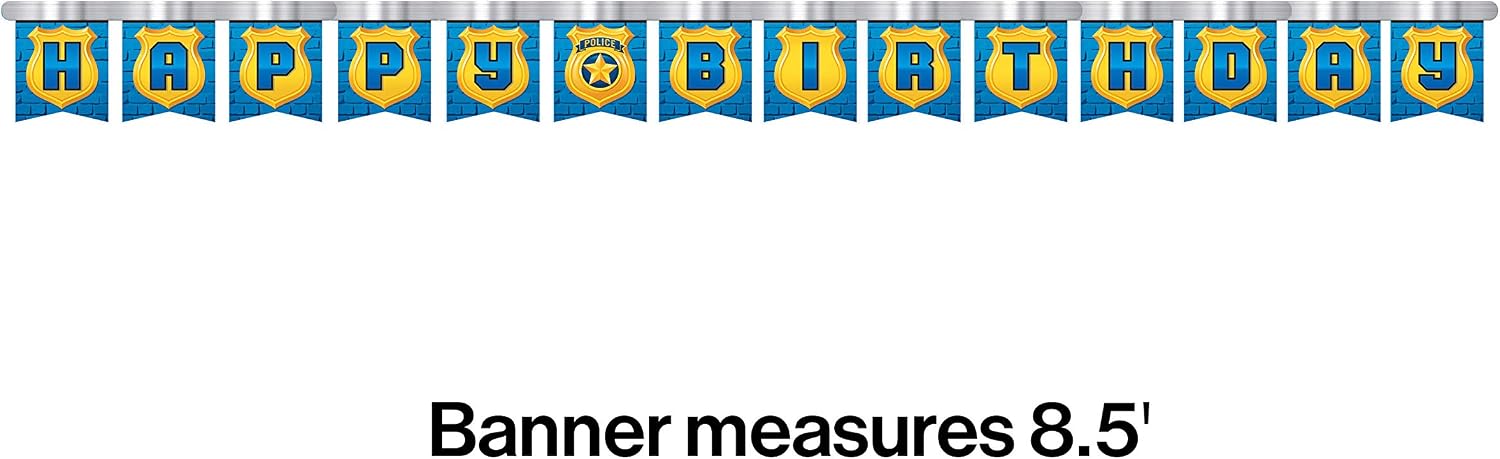 Creative Party PC329277 Police Theme Party “Happy Birthday” Jointed Banner-1 Pc, Paper, Blue One Size - Image 3