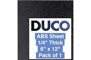 DUCO PLASTICS & SUPPLY Duco USA-Made ABS Plastic Sheet 1/4 Inch Thick 6" x 12" - 1 Pack of Black Thermoplastic Panels - Textured, Heat Moldable ABS Board for DIY, Car Interiors, Crafts, and More