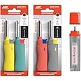 MK Lighter 4PCS Candle Lighters With 1PC Premium Butane Set, Random Colors, Windproof Flame, Ideal for Candle, BBQ, Refillable (Tone-4PC+1Butane)