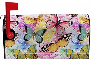 Numland Magnetic Mailbox Covers Polyester Oxford Cloth Anti-UV and Reusable Letterbox Cover 21×18 Inch,Colorful Butterflies