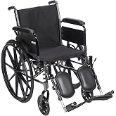 Drive Medical Cruiser III Lightweight Wheelchair, Full Arms, Black, 18" | Cruiser III Wheelchair Offers Flip Back Detachable Full Arms and Elevating Leg Rest at Just 39 Lbs Total