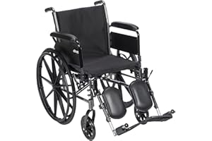 Drive Medical K318DFA-ELR Cruiser III Lightweight Folding Wheelchair with Flip Back Detachable Full Arms and Elevating Leg Rest (Black, 18 Inch, 39lbs)