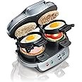 Hamilton Beach Dual Breakfast Sandwich Maker with Timer, Ready in 5 Minutes, Removable Dishwasher Safe PFAS-Free Non-Stick Eg