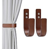 OCIOLI 2 Pack Curtain Tiebacks &amp; Holdbacks Wood Curtain Holder, Coffee | Natural Wood, Wall-Mounted U-Shaped Hooks with Stainless Steel Screws, Durable Curtain Tie Backs, For Drapery &amp; Window Decor
