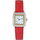 Peugeot Women Two-Tone Tank Shape Dress Watch with Designer Leather Wrist Band