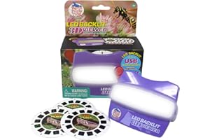 WARM FUZZY Toys LED Backlit 3D Viewer – (Insects) – New 2025 USB-C Rechargeable Slide Viewer for Kids & Adults Includes 3 Reels with 21 HD 3D Images – Patent-Pending Retro Toy, No Light Source Needed