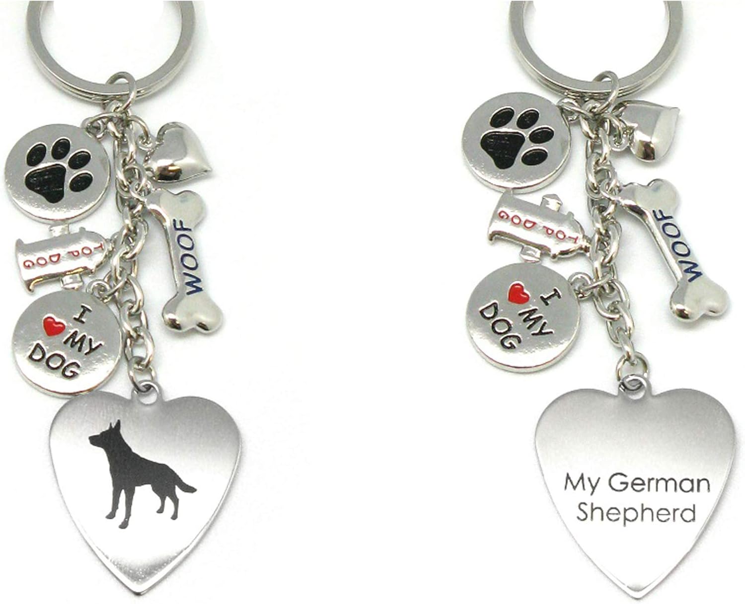 German Shepherd Keychain for Women, Girls, Boys, Men Engraved Stainless Steel Dog Key Ring