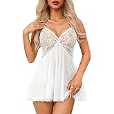 Girece Babydoll Lingerie for Women Lace Mesh Sleepwear One Piece Chemise Boudoir Comfortable Outfits Gifts for Wife