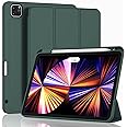 ZryXal New iPad Pro 11 Inch Case 2022(4th Gen)/2021(3rd Gen)/2020(2nd Gen) with Pencil Holder, Smart iPad Case [Support Touch ID and Auto Wake/Sleep] with Auto 2nd Gen Pencil Charging (Midnight Green)