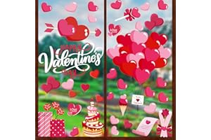 VEYLIN 120Pcs Valentine’s Day Window Clings, Red Heart Window Stickers for Valentine’s Day Wedding Party
